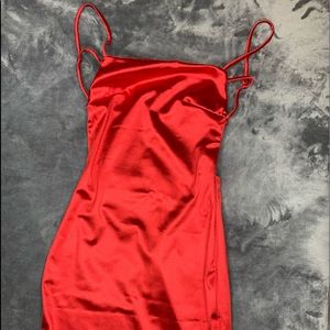 Fashion Nova Red Satin Dress